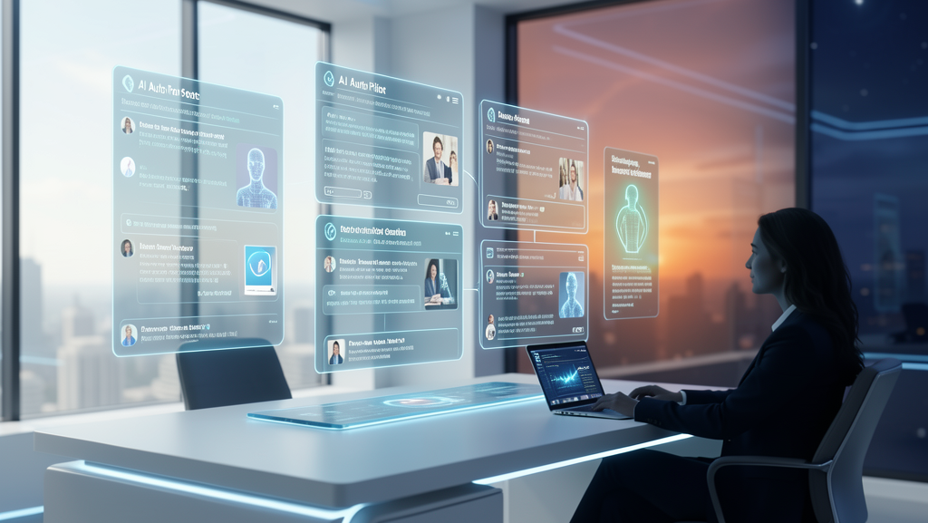 e-commerce business scene showcasing AI automation running a business on autopilot.