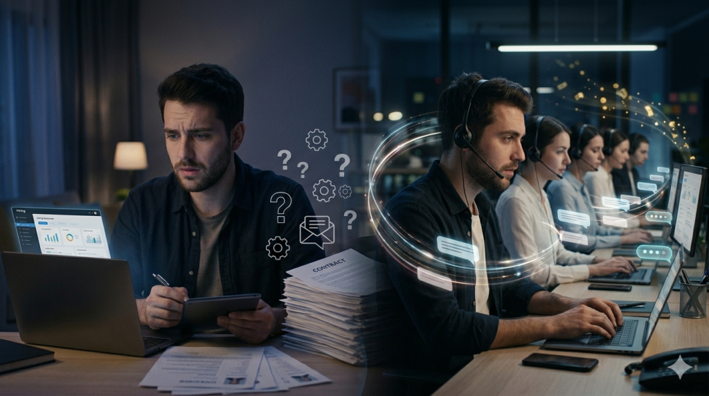 the inefficiency of scaling customer support with additional manpower for repetitive tasks.