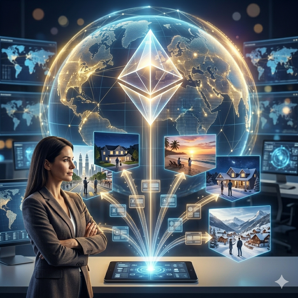 commercial scene illustrating consistent AI-powered customer experience delivery across global time zones.