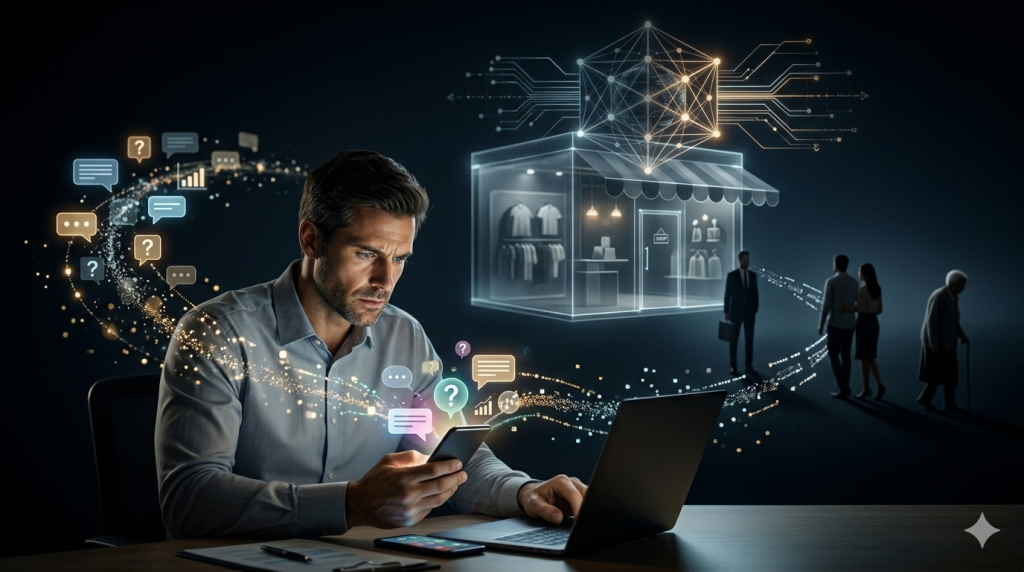 cinematic commercial scene illustrating the business cost of unanswered customer messages and the importance of 24/7 digital responsiveness in modern e-commerce.